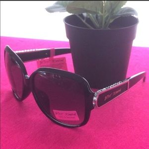Betsy Johnson Black Rhinestone Sunglasses